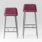 Hoogwaardige hoge kruk van leer met metalen onderstel, gemaakt in Italië - Molde Viadurini