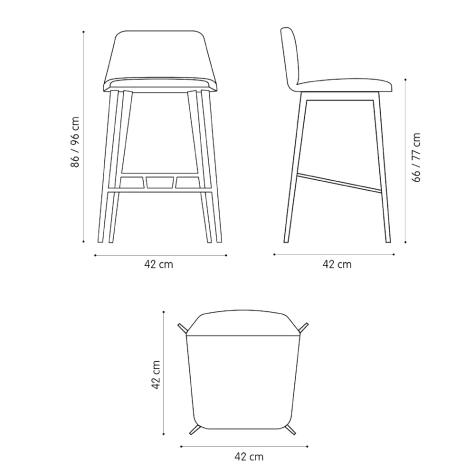 Hoogwaardige hoge kruk van leer met metalen onderstel, gemaakt in Italië - Molde Viadurini