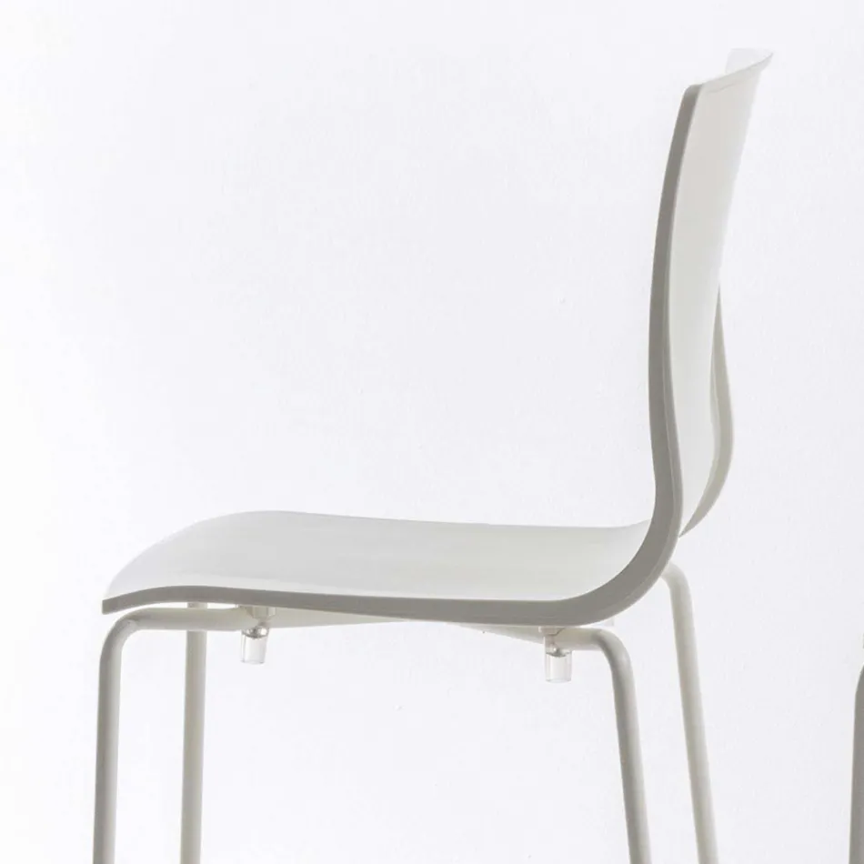 Hoge stapelbare polypropyleen kruk met metalen onderstel, 2 stuks - Kiara Viadurini