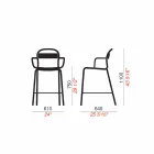 Hoge buitenkruk in aluminium met armleuningen gemaakt in Italië - Selima Viadurini