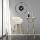 Hoge kruk in goudkleurig ijzer met zitting bedekt met fluweel - Annina Viadurini