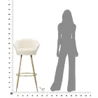 Hoge kruk in goudkleurig ijzer met zitting bedekt met fluweel - Annina Viadurini