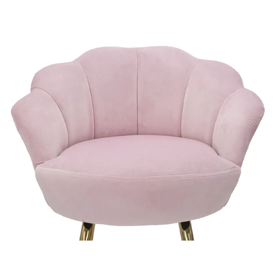 Hoge kruk in goudkleurig ijzer met zitting bedekt met fluweel - Annina Viadurini