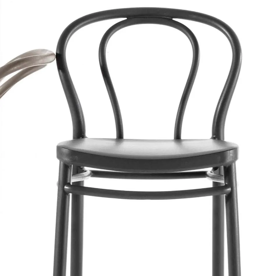 Hoge polypropyleen kruk met voetsteun, 4 stuks - Gaya Viadurini