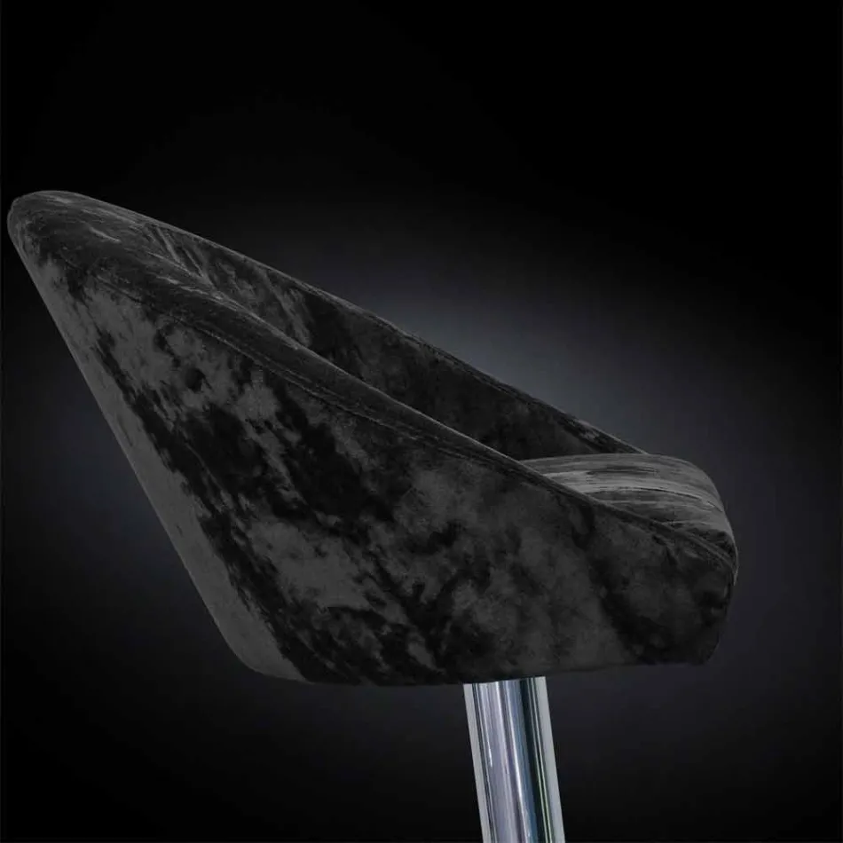 Hoge kruk in fluweel en staal met verstelbare lift Made in Italy - Bilbao Viadurini