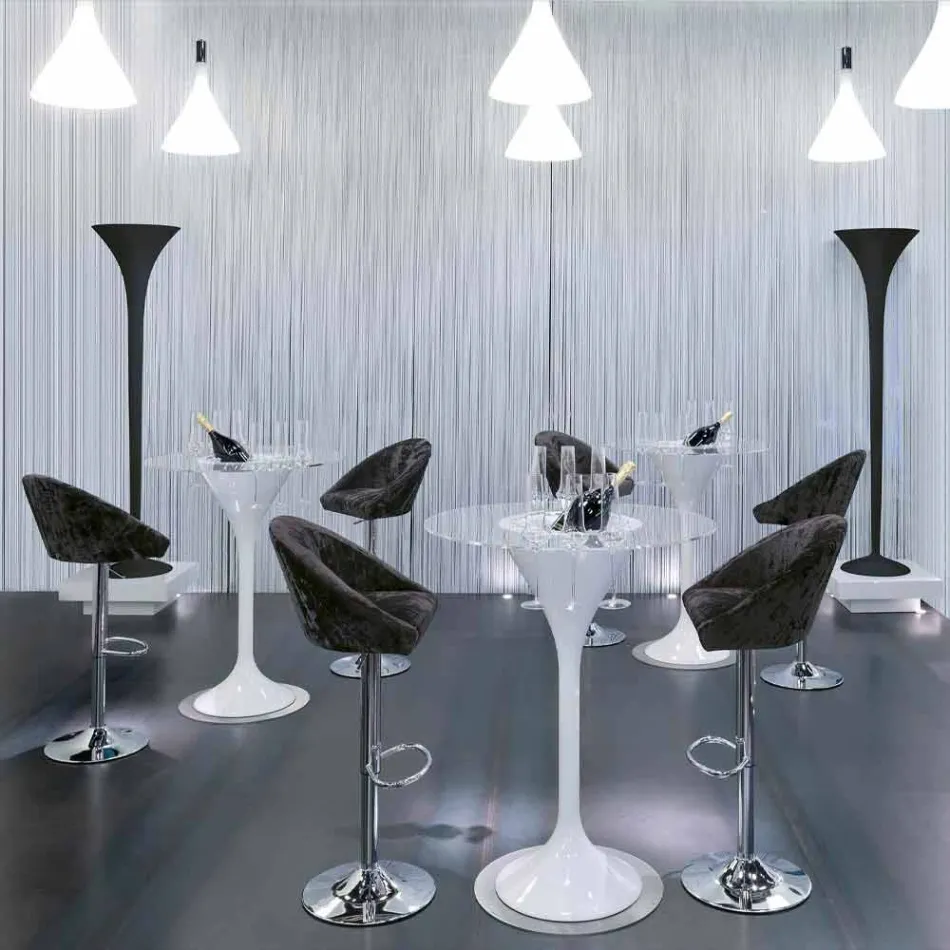 Hoge kruk in fluweel en staal met verstelbare lift Made in Italy - Bilbao Viadurini