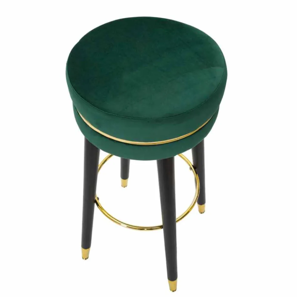 Ronde barkruk in hout en stof van modern design - Rupert Viadurini