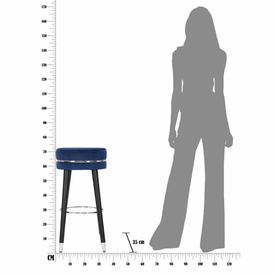 Ronde barkruk in hout en stof van modern design - Rupert Viadurini