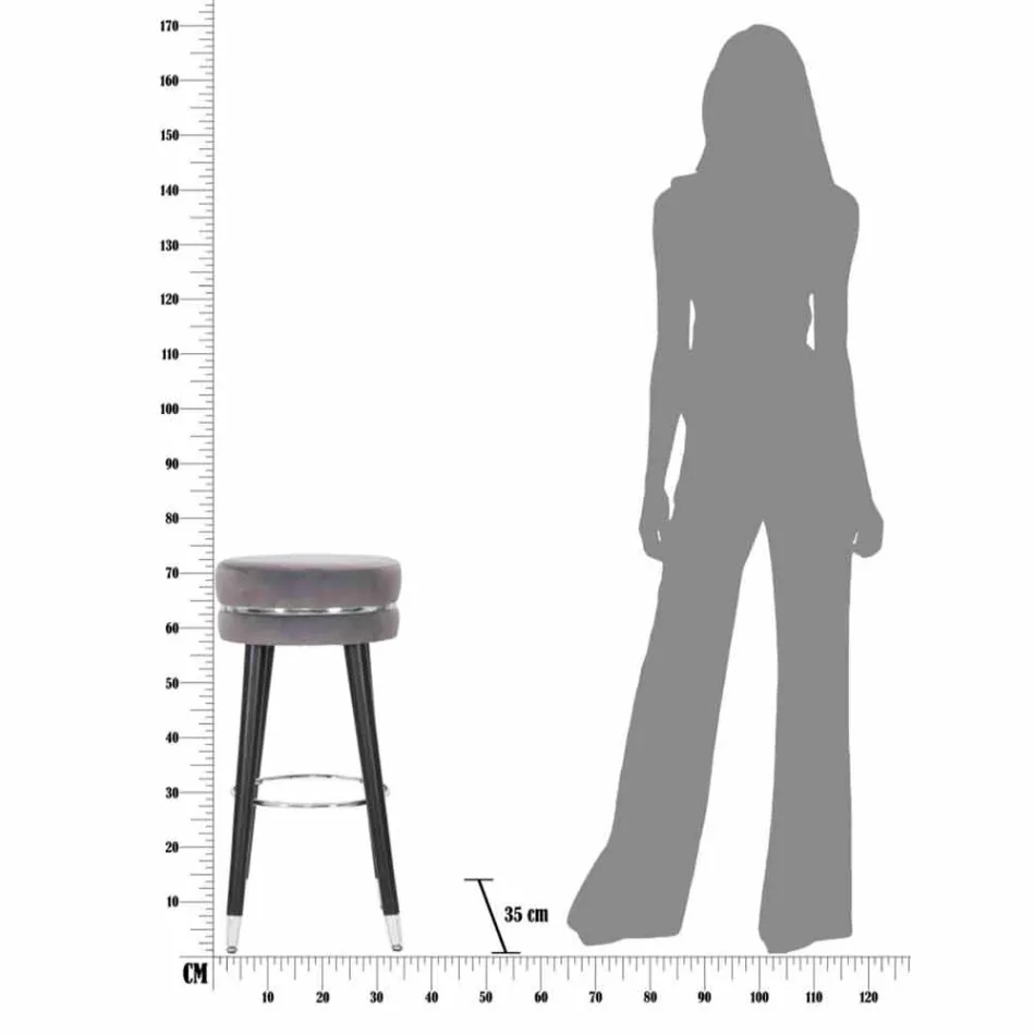 Ronde barkruk in hout en stof van modern design - Rupert Viadurini