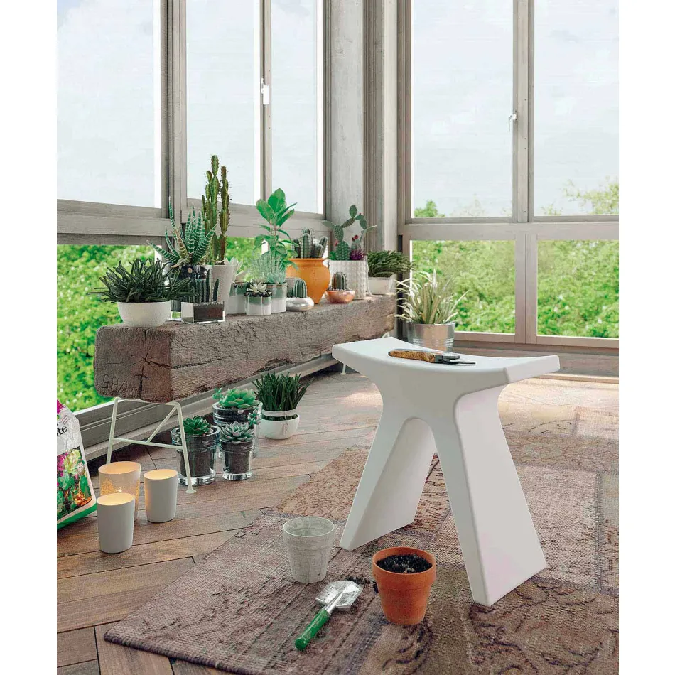 Lage outdoor polypropyleen kruk gemaakt in Italië - Prue Viadurini