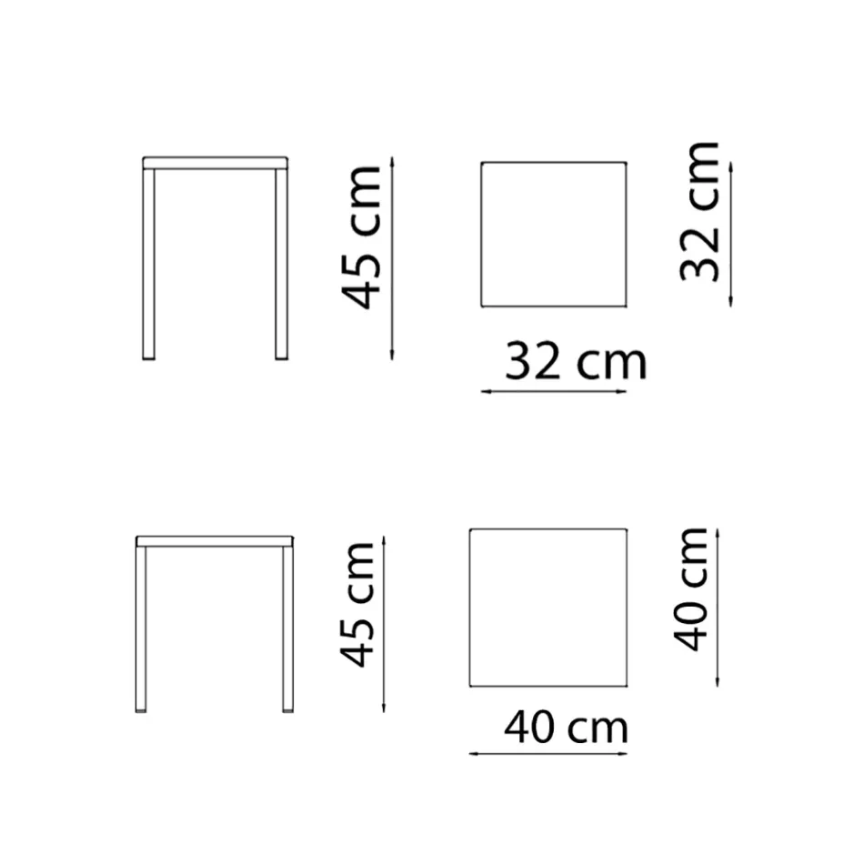 Lage vierkante stalen buitenkruk Made in Italy - Azul Viadurini