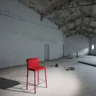 Kruk volledig gestoffeerd in rode technofiber Made in Italy - scherm Viadurini