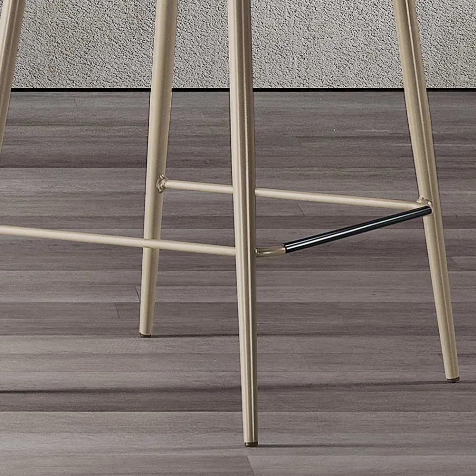 Kruk met metalen poten en monocoque stoffen zitting Made in Italy - Hinata Viadurini