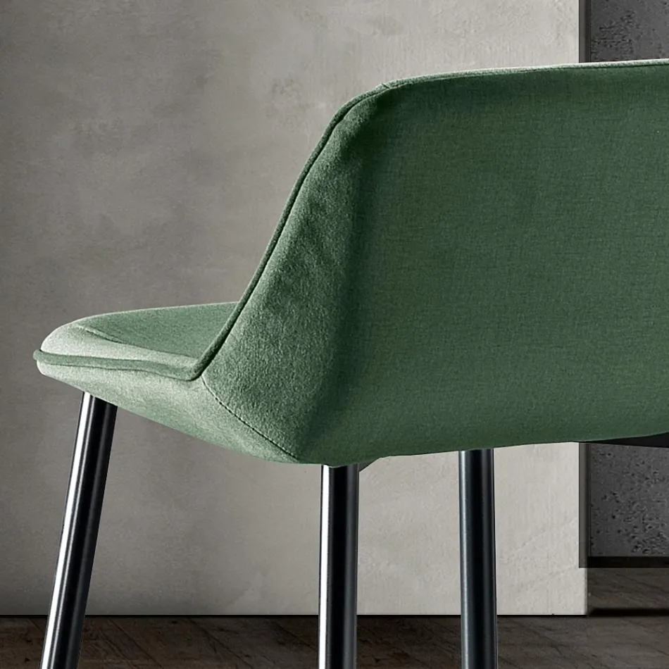 Kruk met metalen poten en monocoque stoffen zitting Made in Italy - Hinata Viadurini