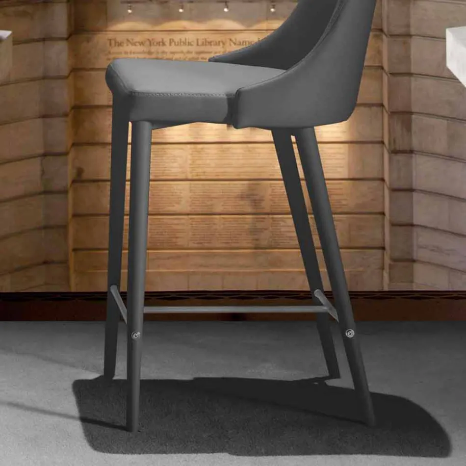 Kruk met rugleuning, design metalen basis - Berenice Viadurini