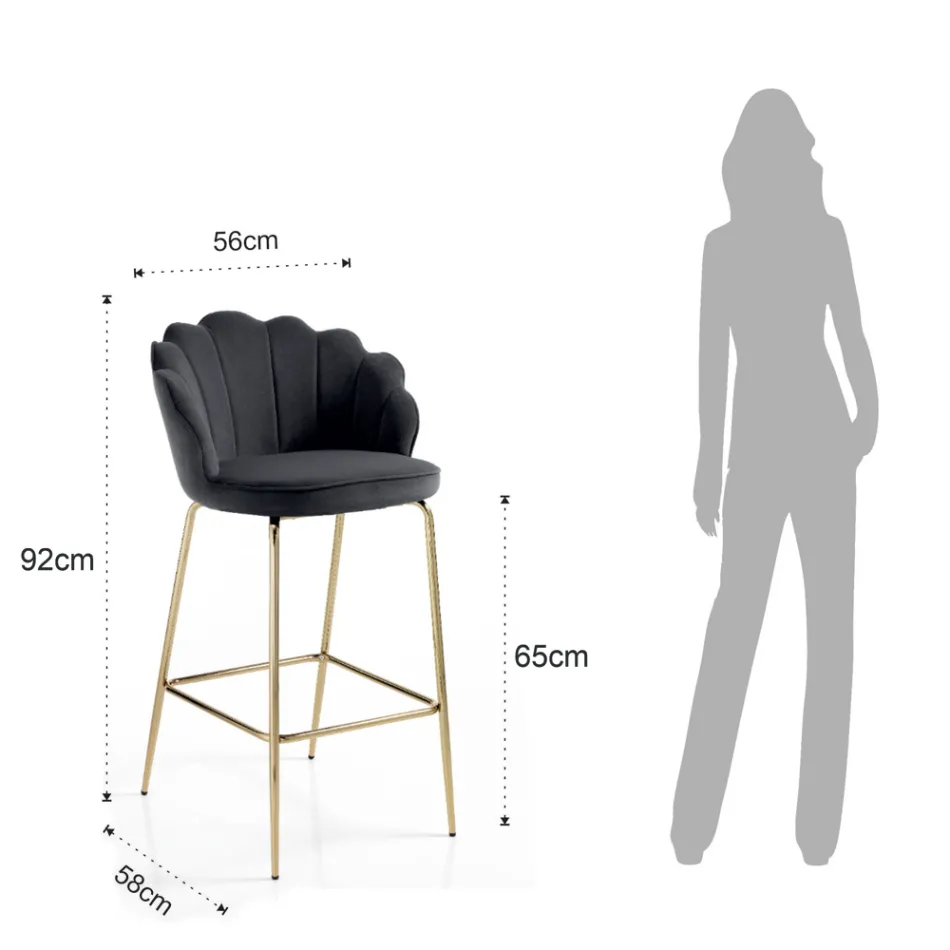 Kruk met gevoerde zitting bedekt met stof - siliconen Viadurini