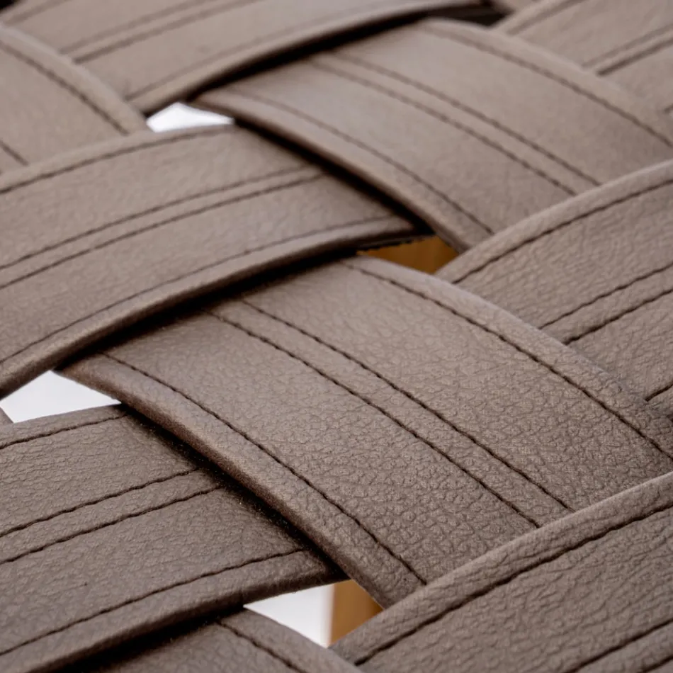 Design badkamerkruk gemaakt van teakhout met geweven zitting - Yucca Viadurini