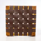 Design badkamerkruk gemaakt van teakhout met geweven zitting - Yucca Viadurini