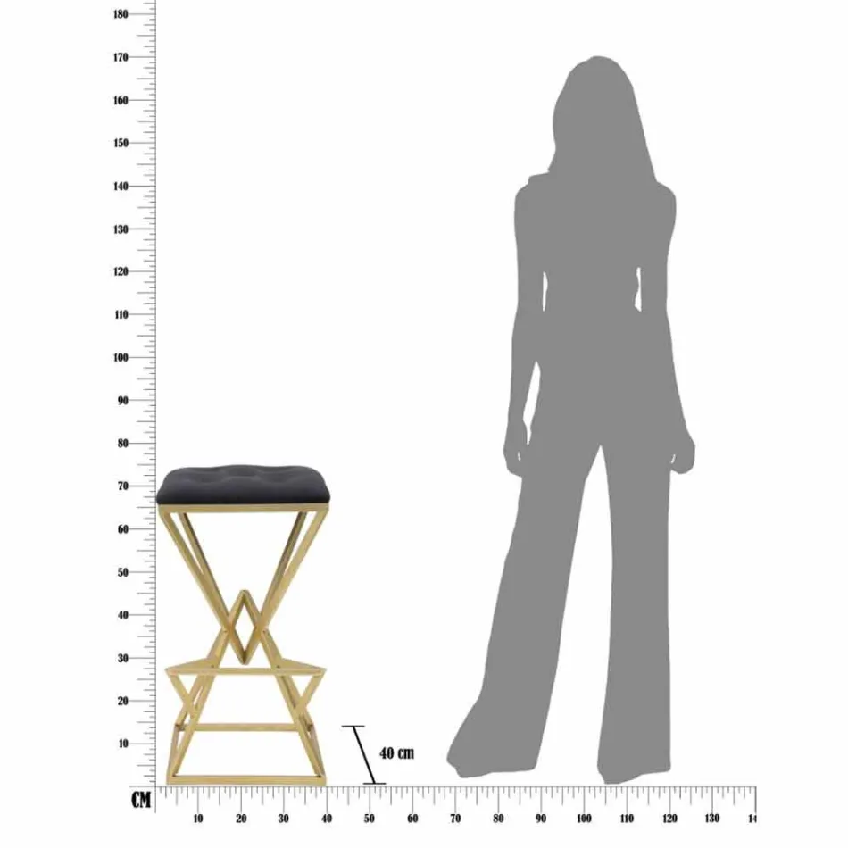 Hoge vierkante design barkruk in ijzer en stof - Sillie Viadurini