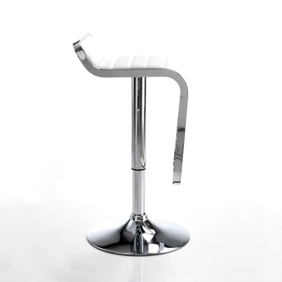 Barkruk van synthetisch leer en metaal - Berchelio Viadurini