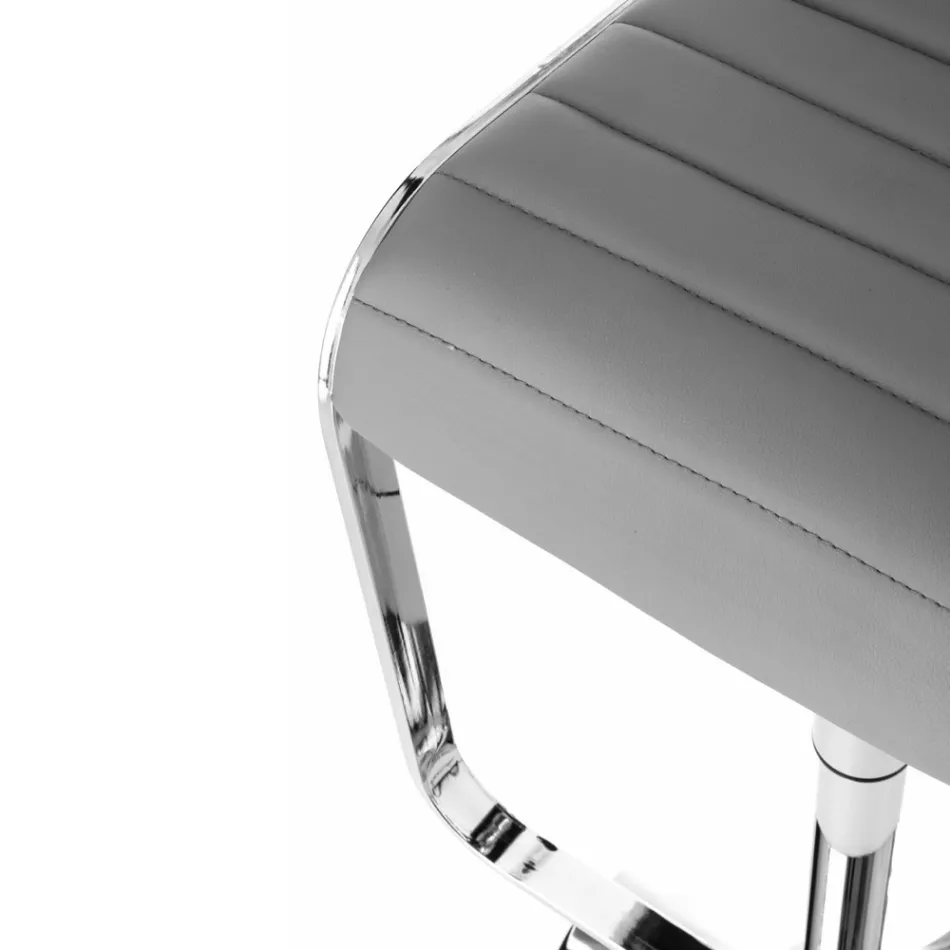 Barkruk van synthetisch leer en metaal - Berchelio Viadurini