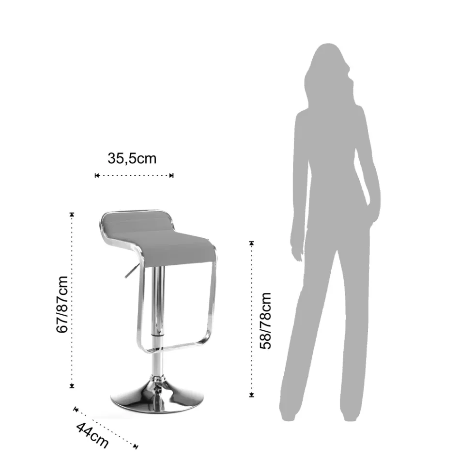 Barkruk van synthetisch leer en metaal - Berchelio Viadurini