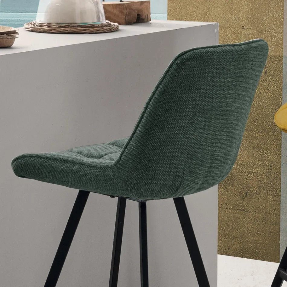 Gestoffeerde keukenkruk met metalen structuur 2 stuks - Raggia Viadurini