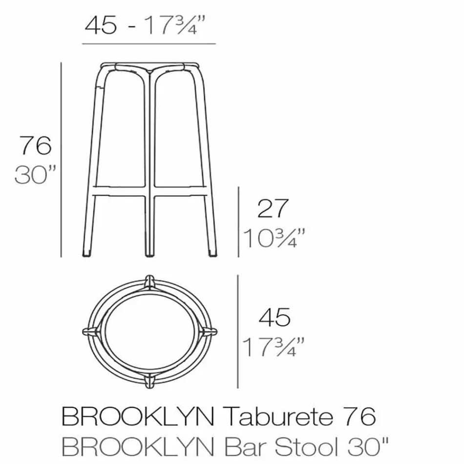 Brooklyn by Vondom outdoor kruk in polypropyleen, H 76 cm Viadurini
