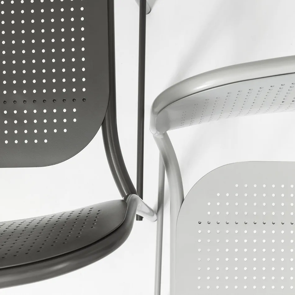 Stapelbare metalen buitenkruk Made in Italy 2 stuks - Synergy Viadurini