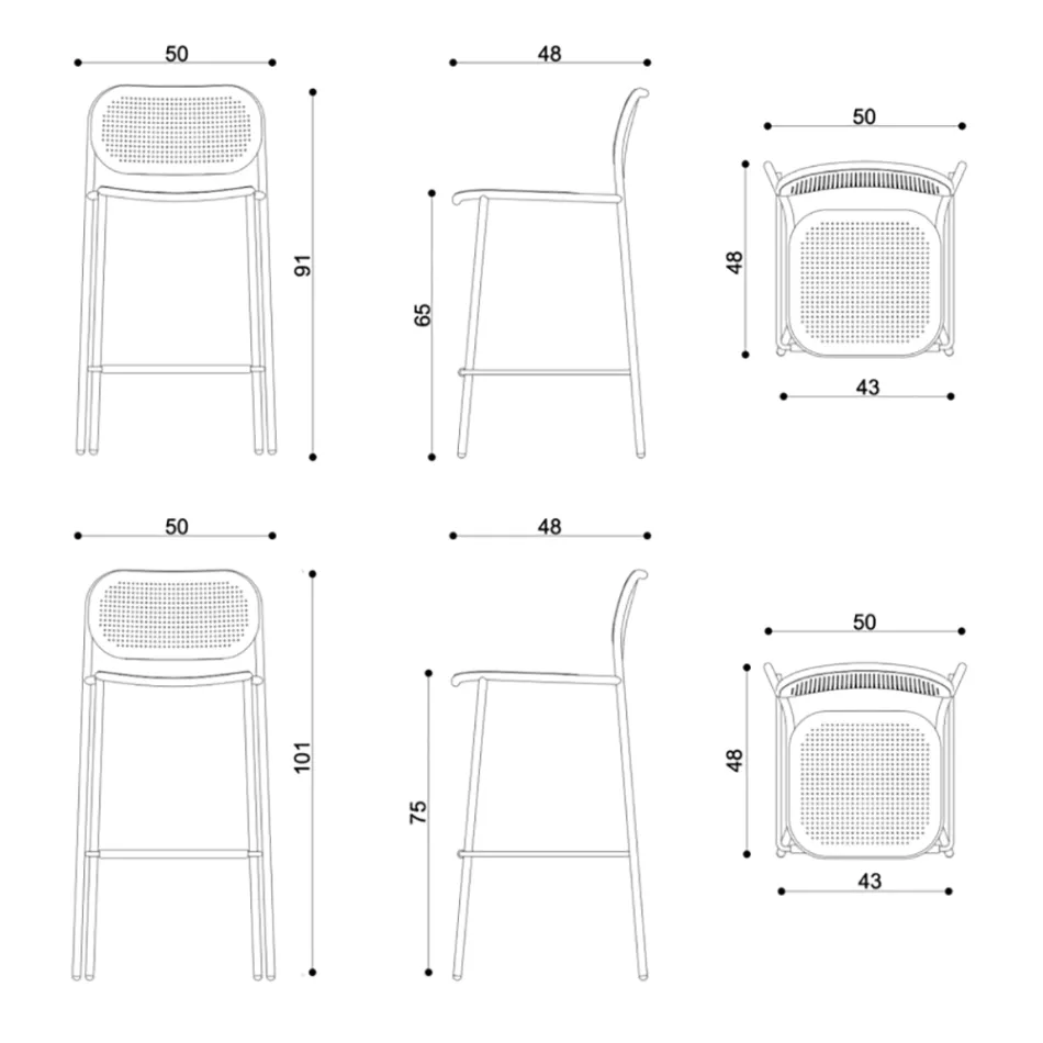 Stapelbare metalen buitenkruk Made in Italy 2 stuks - Synergy Viadurini