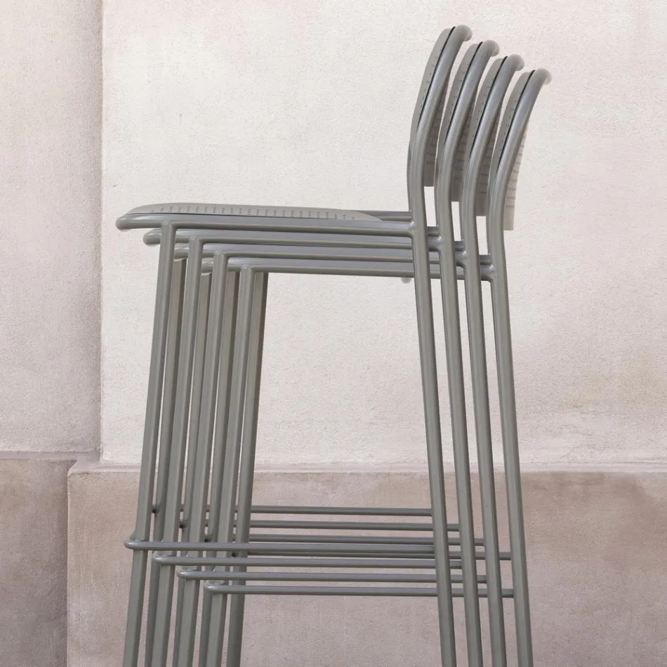 Stapelbare metalen buitenkruk Made in Italy 2 stuks - Synergy Viadurini