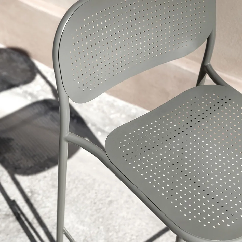 Stapelbare metalen buitenkruk Made in Italy 2 stuks - Synergy Viadurini