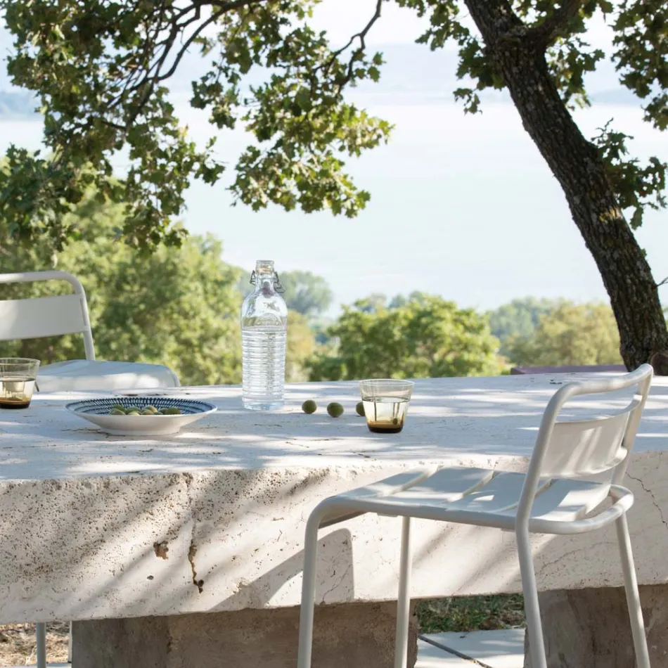 Stapelbare buitenkruk van gegalvaniseerd metaal Made in Italy - Amina Viadurini