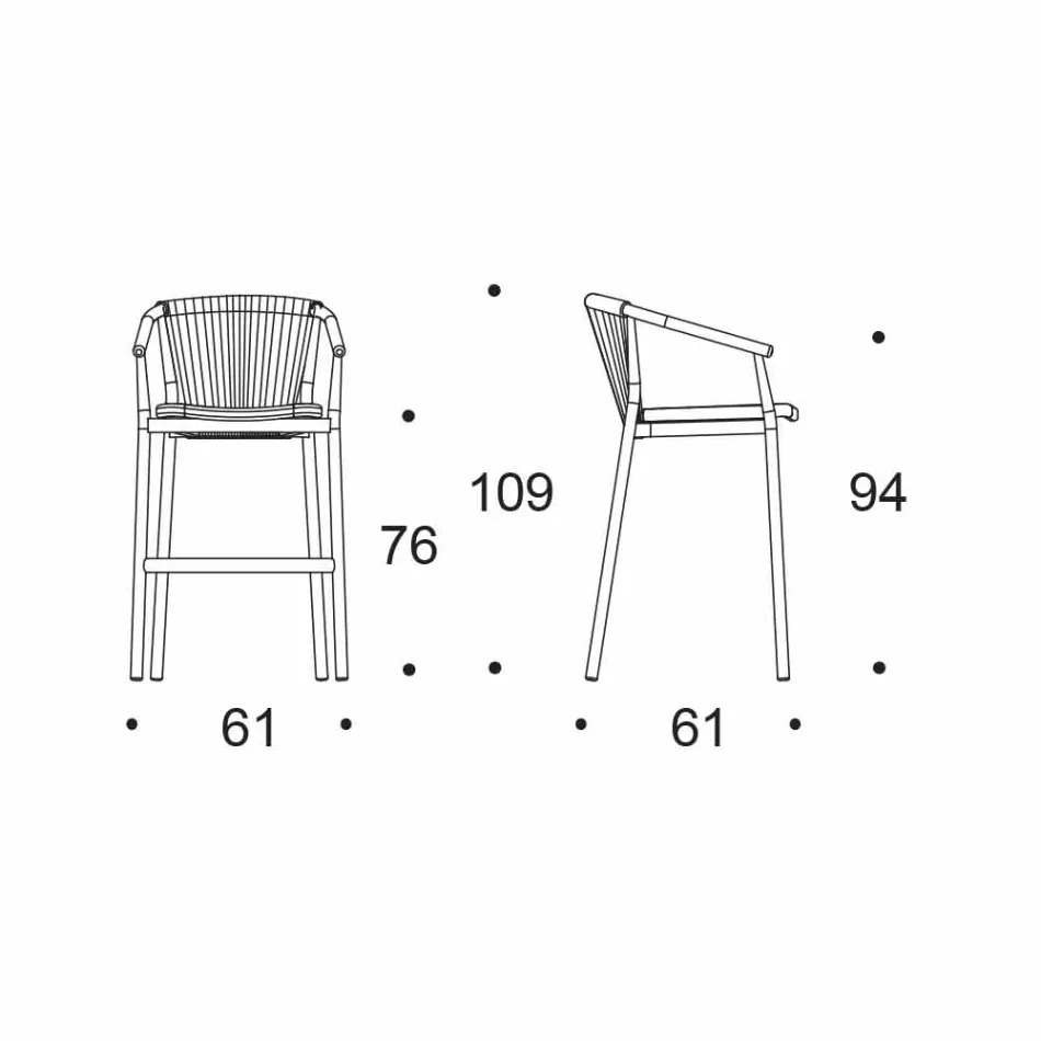 Stapelbare tuinstoel aluminium en technische stof - Smart van Varaschin Viadurini