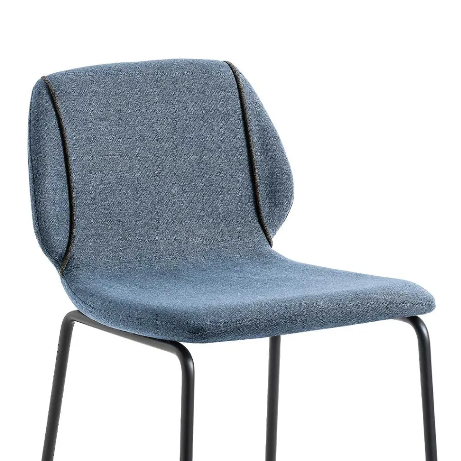 Elegante moderne design woonkamerkruk in stof met rand - Scarat Viadurini