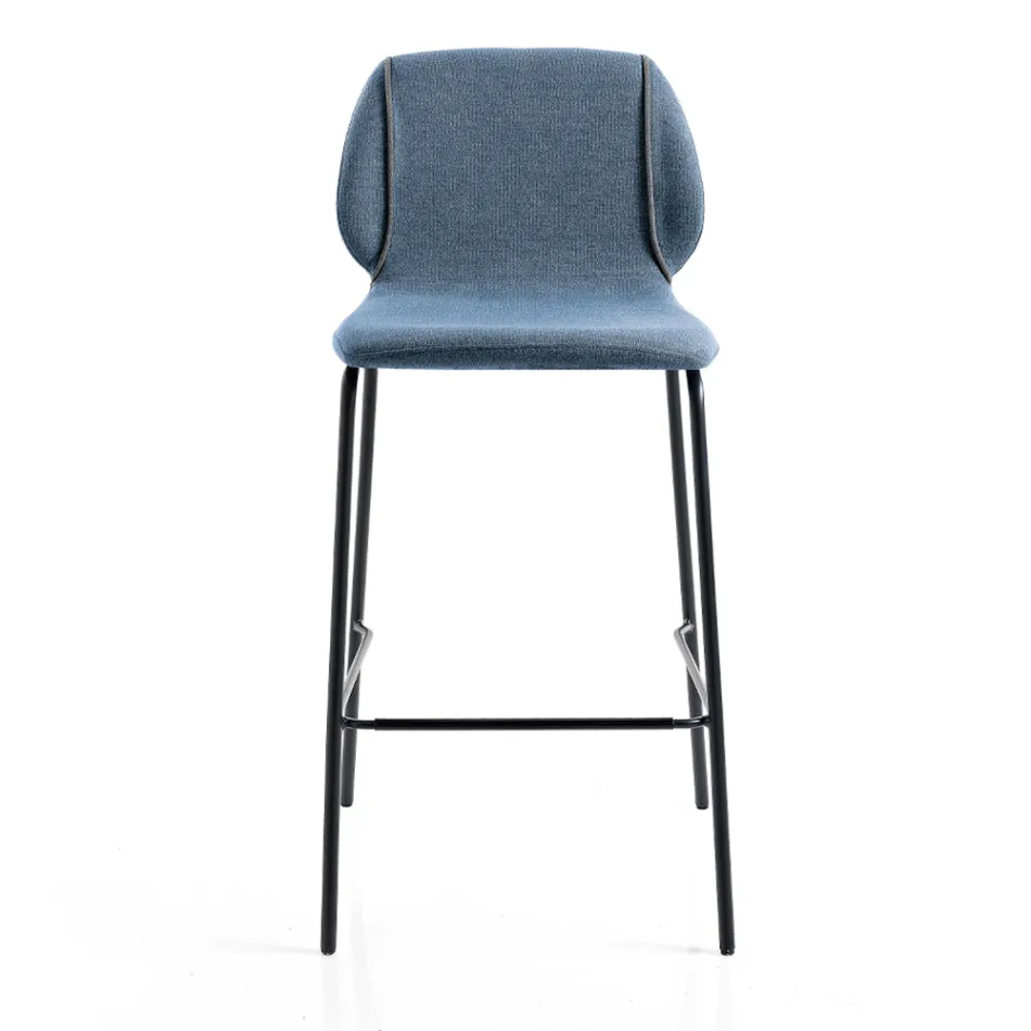 Elegante moderne design woonkamerkruk in stof met rand - Scarat Viadurini