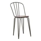 Moderne designkruk in industriële stijl in ijzer en hout, 2 stuks - Erika Viadurini