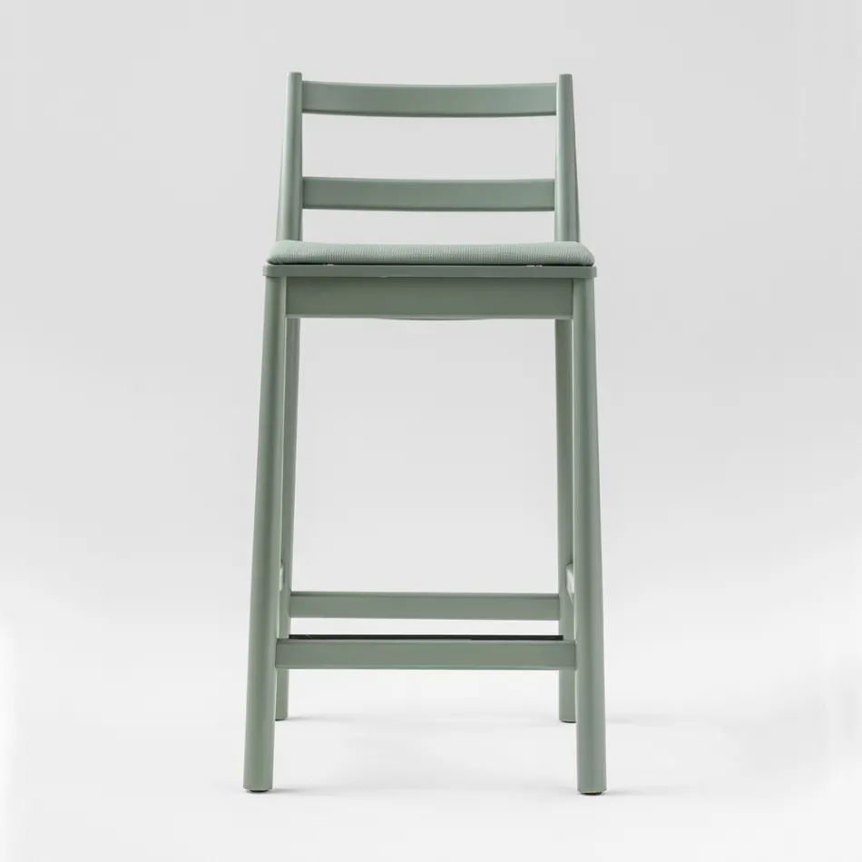 Luxe kruk van massief beukenhout met stoffen zitting Made in Italy - Nora Viadurini