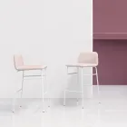 Luxe kruk bekleed met stof met metalen onderstel Made in Italy - Molde Viadurini