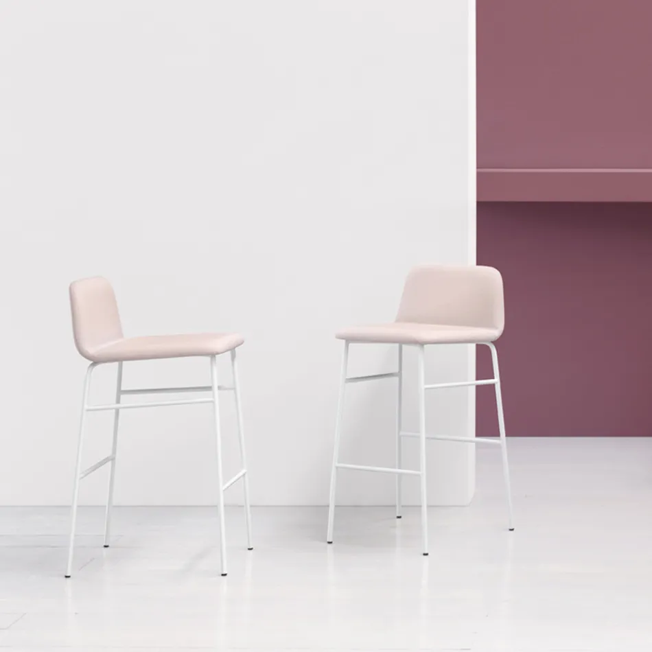 Luxe kruk bekleed met stof met metalen onderstel Made in Italy - Molde Viadurini