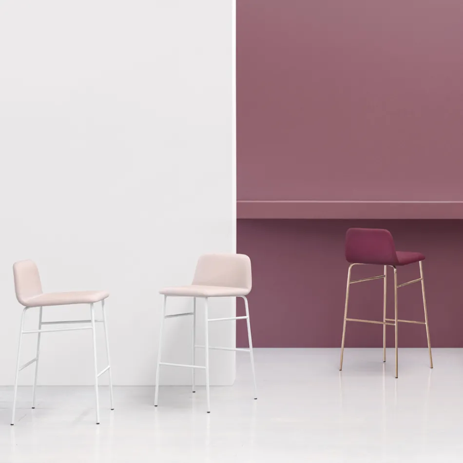 Luxe kruk bekleed met stof met metalen onderstel Made in Italy - Molde Viadurini