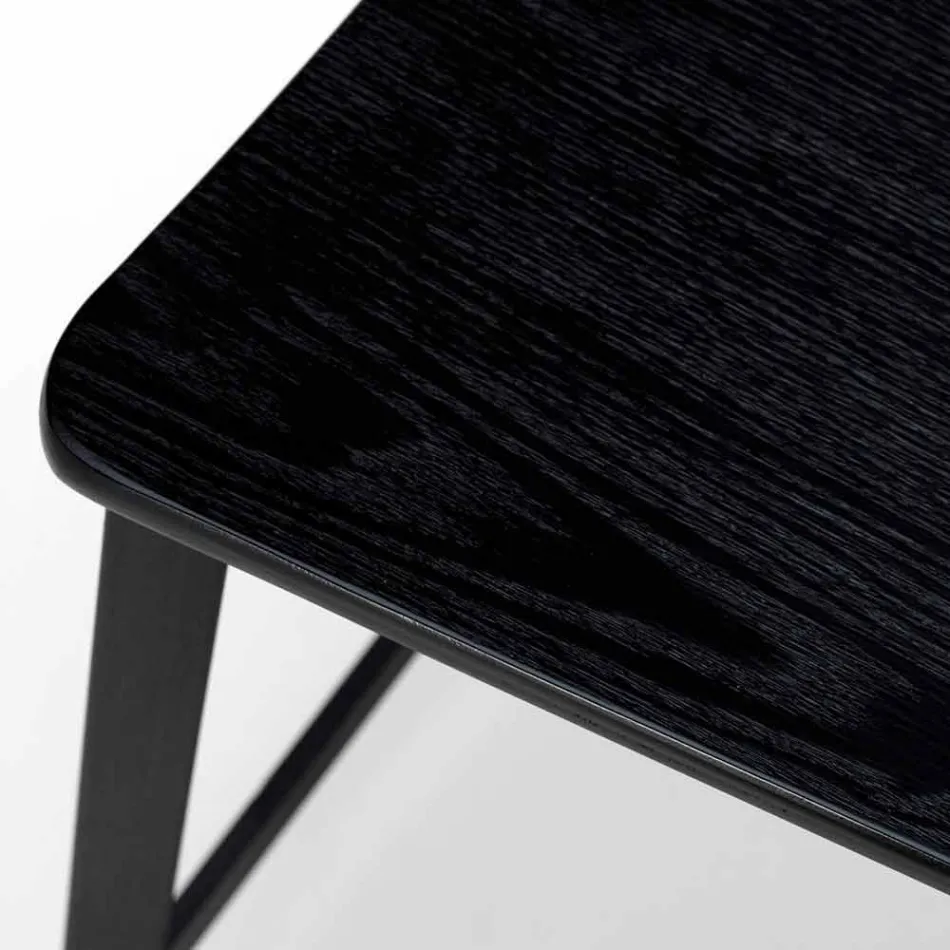 Moderne design houten en metalen kruk, Elmas Viadurini