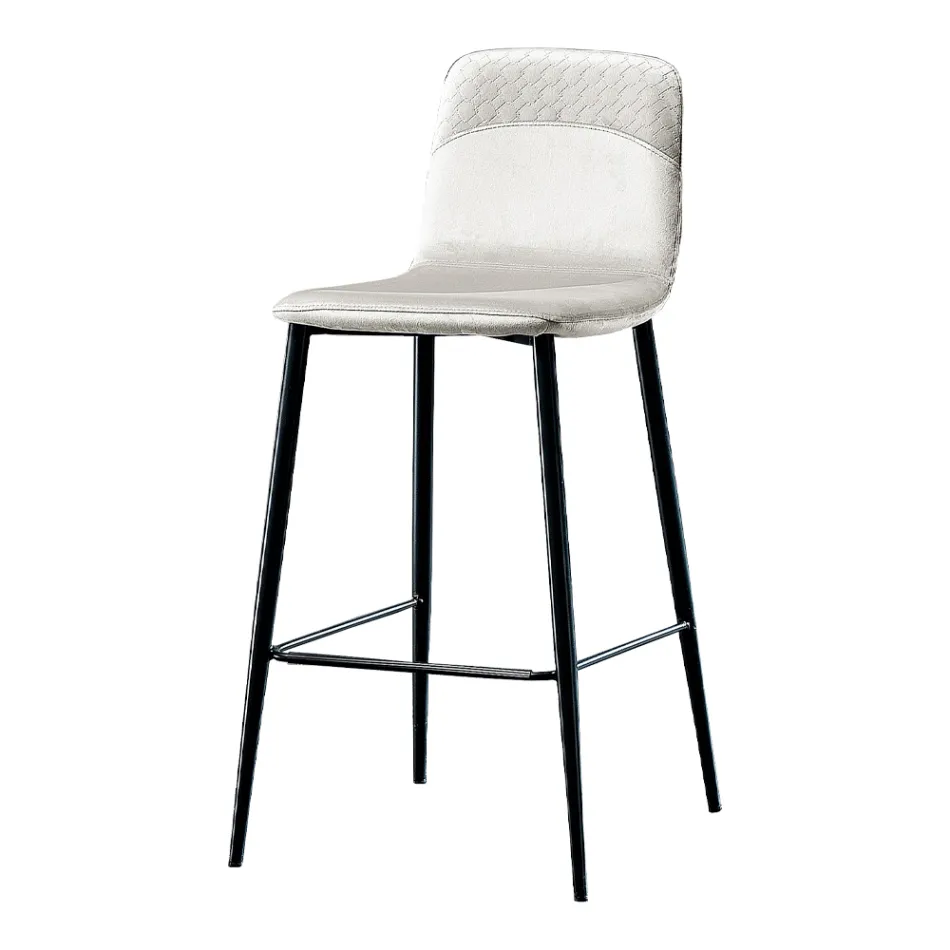 Elegante kruk met modern design in gekleurd fluweel en metaal - Bizet Viadurini