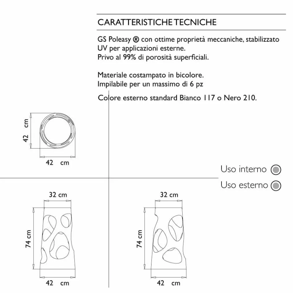 Stapelbare kruk voor buiten of binnen, wit of zwart 2 stuks - Liberty by Myyour Viadurini