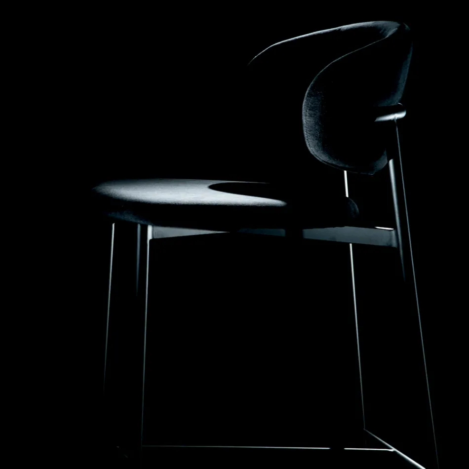 Vaste kruk met fluwelen zitting en rugleuning Made in Italy - Cagliari Viadurini