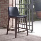 Vaste design keukenkruk in leer en hout Made in Italy - Rocco Viadurini