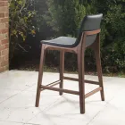 Vaste design keukenkruk in leer en hout Made in Italy - Rocco Viadurini