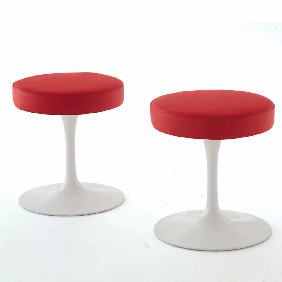 Draaikruk in gelakt aluminium met lederen zitting Made in Italy - Dacia Viadurini