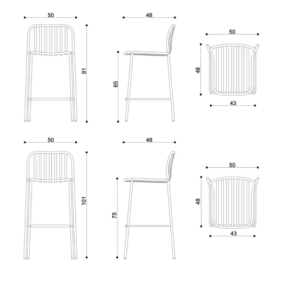 Stapelbare metalen buitenkruk Made in Italy 2 stuks - Simply Viadurini