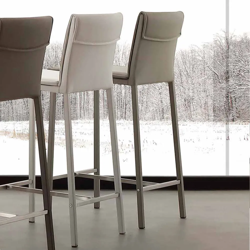 Kruk in metaal en staal en modern eco-leer gemaakt in Prato, Italië Viadurini